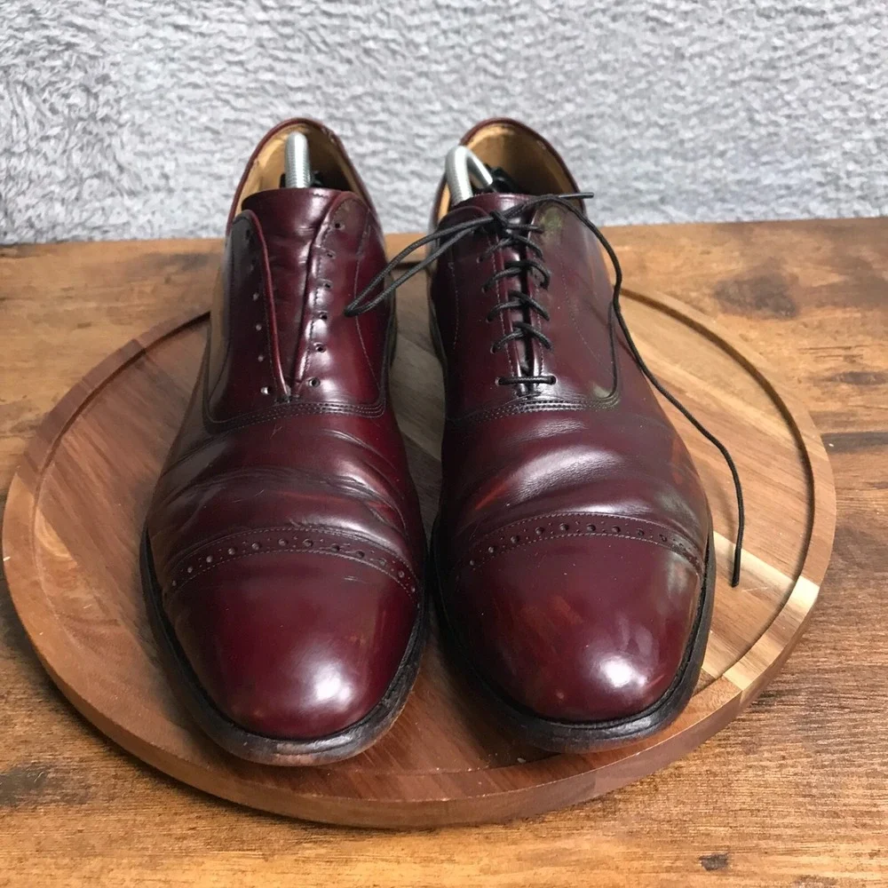 Allen Edmonds Fifth Avenue Dress Shoes Mens 12B Cherry Leather‎ Cap Toe Oxford